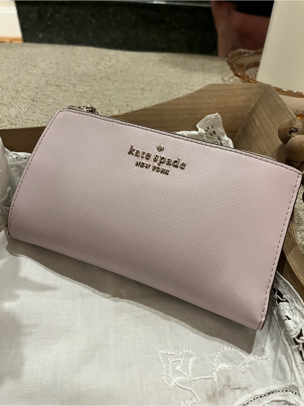 kate spade Pale Pink Saffian Wallet - Picture 1 of 10